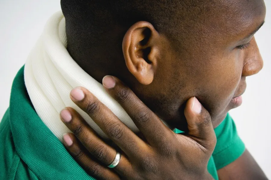 Patient managing neck pain after a car accident